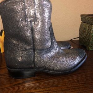 Frye Boots size 8 black w gold sparkle